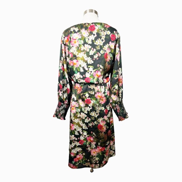Jay Godfrey Black Floral Print Long Sleeve Dress Size 10 - Picture 2 of 9